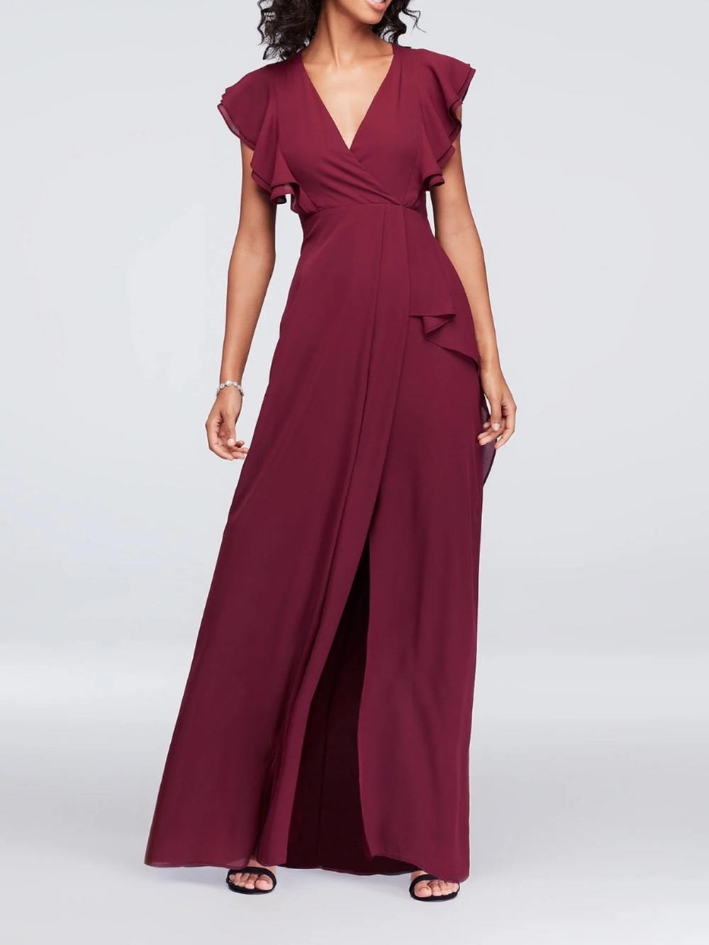 Lulu's Berry Ruffle Maxi Dress